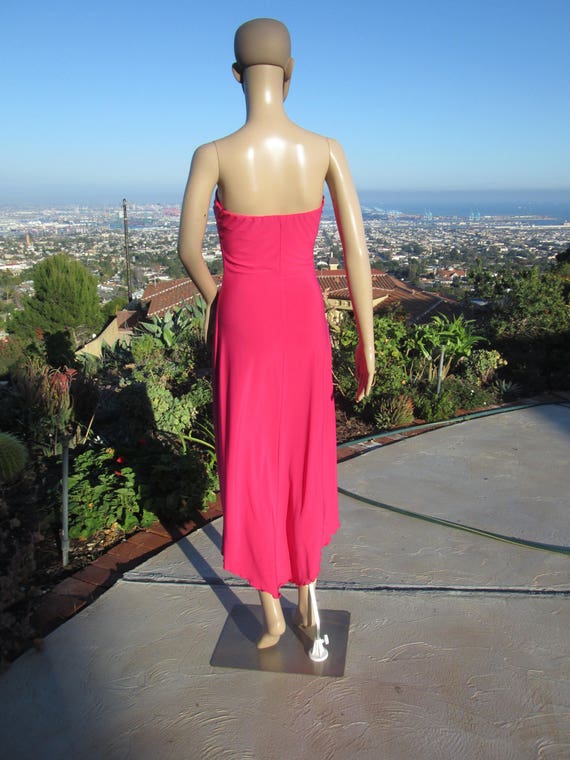 Vintage Hot Pink Strapless Stretchy Disco Style D… - image 4