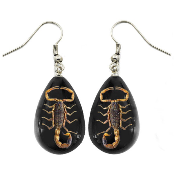 REAL black gold scorpion earrings acrylic sterling silver