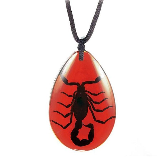 REAL Red Black Scorpion Necklace Adjustable Chain to Fit Any