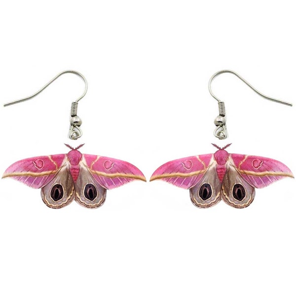 Leucanella apollinaire RARE REPLICA pink saturn moth Ecuador earrings