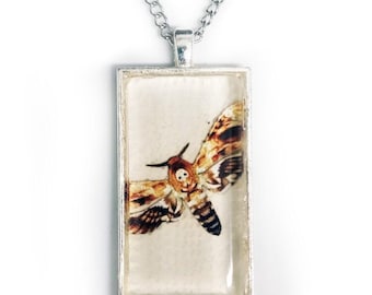 Acherontia lachesis REPLICA miniature Silence of the Lambs death’s head moth necklace
