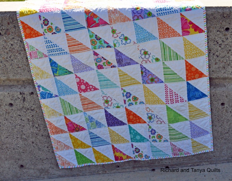 Half Square Triangle Crib Quilt Pattern for 40 by 40 inch baby quilt image 2