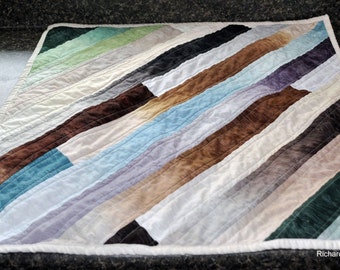 Ombre Earth Tones Striped Patchwork  Table Topper 24 inches square