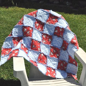Vibrant Blue and Red Monkey Rag Quilt