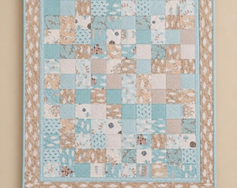 Scrappy Squares Quilt Pattern, Beginner Patchwork, Baby to Queen Sizes (PDF)
