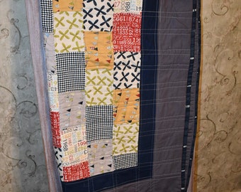 Gray Patchwork Baby Boy Quilt in Reunion 36 buy 42