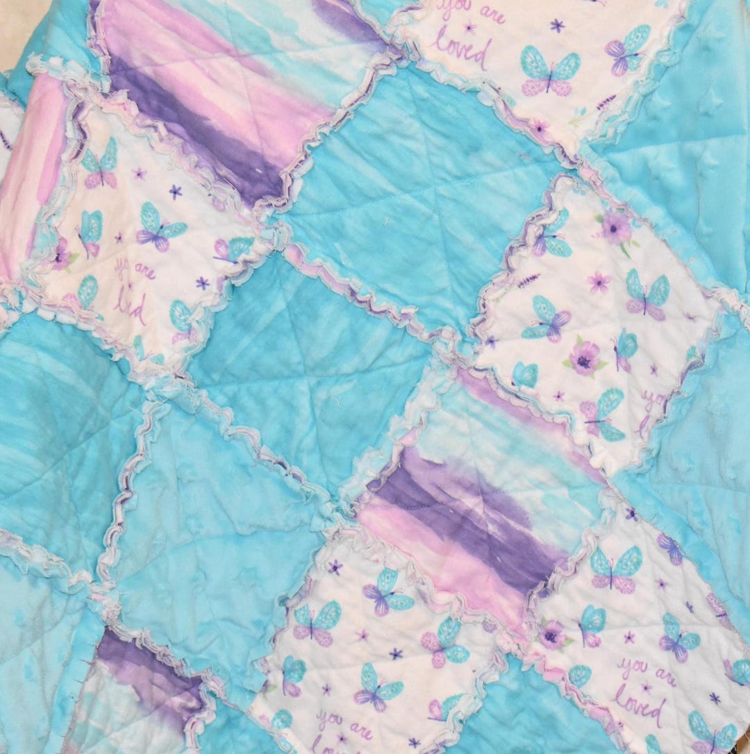 Pastel Butterfly Rag Quilt - Etsy
