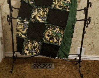 Camouflage John Deere Baby or Toddler Rag Quilt