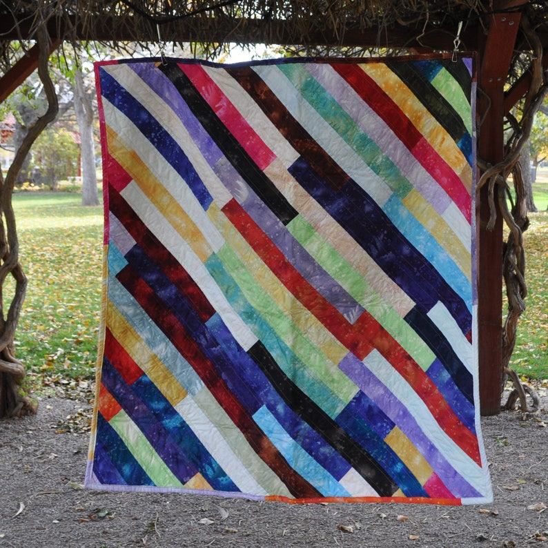 Bright Diagonal Striped Baby Quilt 41 by 41 Inches - Etsy