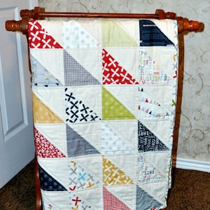 Half Square Triangle Crib Quilt Pattern for 40 by 40 inch baby quilt image 1