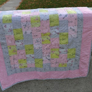 Pink Ballerina Patchwork Baby Quilt image 1