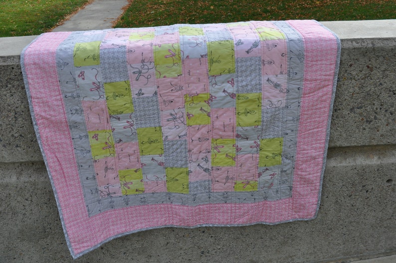 Pink Ballerina Patchwork Baby Quilt image 1