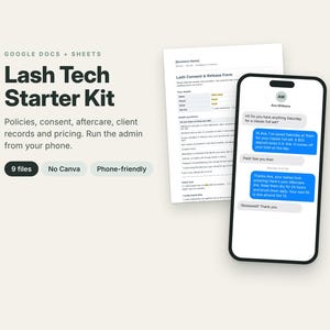 Lash Tech Starter Kit, Consent Forms, Booking Policies, Client Records (Digital Download)