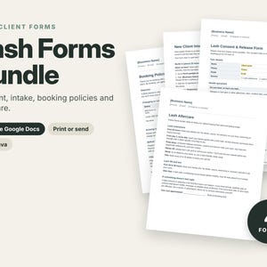 Formularpaket für Wimpernstylisten, Buchungsrichtlinien, Einwilligung, Nachsorge (Google Docs)