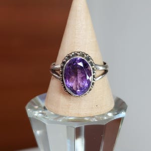 アメジスト サイズ8 リング スターリングシルバー 925 天然パープル ジェムストーン ヴィンテージベゼル