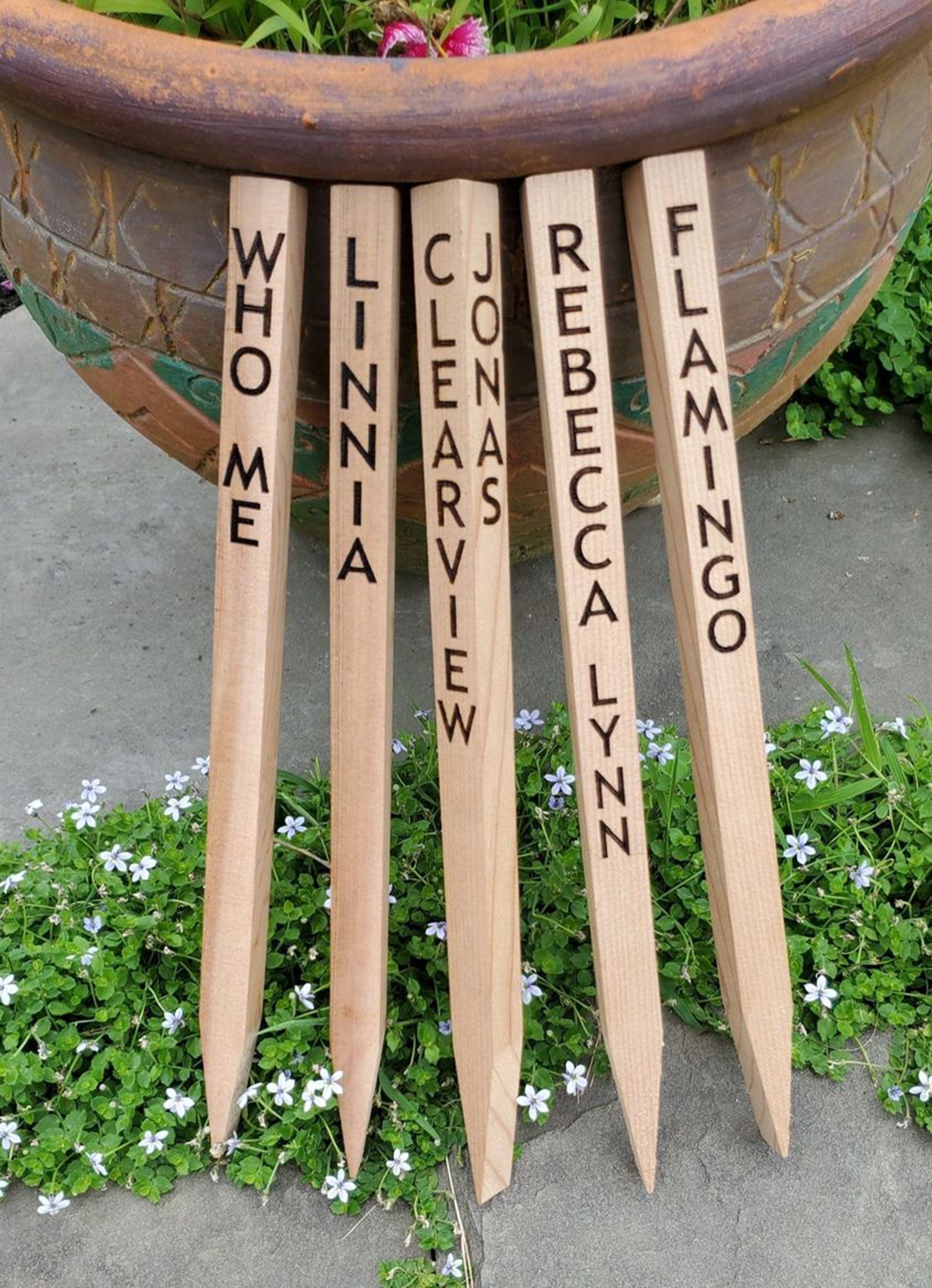 Reusable Indoor & Outdoor Greenhouse Markers Bamboo Plywood Stakes 6 x 1 Pots & Gardens Vyperion Herb Garden Plant Labels Tags & Signs for Plants Weatherproof Laser Cut 