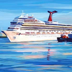 Maine Seascape Painting Casco Bay Cruise Ship