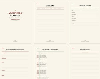 Zestaw planera świątecznego | Śledzenie prezentów świątecznych i planowanie budżetu | Drukowany organizer świąteczny w formacie PDF