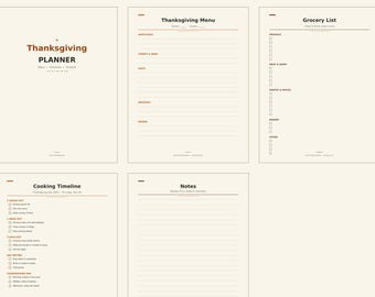 Planer na Święto Dziękczynienia | Planer menu do druku, lista zakupów i harmonogram gotowania | Organizator na święta jesienne