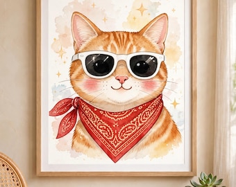 Cool Cats Cat Print | Okulary przeciwsłoneczne, bandana (pobranie cyfrowe)