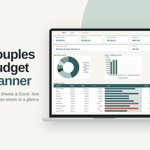 Couples Budget Planner, Shared Expenses Tracker, Joint Finances Template (Google Sheets & Excel)