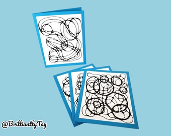 Graphic Art Notecards: Handmade Black & White Abstract Designs (Pack of 4)