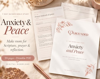 Anxiety and Peace | 7-Day Bible Study Workbook | Christian Anxiety Journal | Printable & Fillable PDF