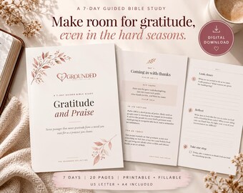 Gratitude Bible Study Printable for Women | 7 Day Christian Workbook | Thankfulness Prayer Journal PDF | Fillable