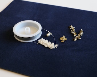 Vellux Bead Mat- 11 x 14 inches Jewelry Work Surface in Navy Blue