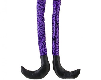 Ships Free Over 35 in US - Small Witch Legs Wreath Attachment (Purple, Black) - HH728923