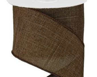 Ships Free Over 35 in US - Solid Canvas Wired Edge Ribbon, 10 Yards (Brown, 2.5") - RG127904