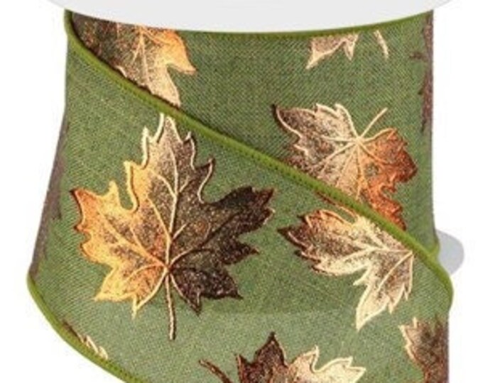 Maple Ribbon Coord Ships Free Over 35 in US - Fall Autumn Foil Maple Leaves Wired Edge ...