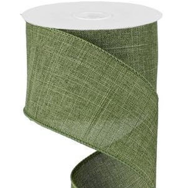 Ships Free Over 35 in US - Solid Canvas Wired Edge Ribbon, 10 Yards (Fern Green, 2.5 Inches) - RG12792Y
