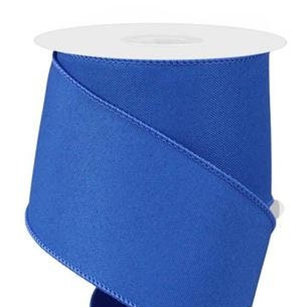 Ships Free Over 35 in US - Diagonal Weave Solid Wired Edge Ribbon, 2.5" x 10 Yards (Royal Blue) - RGE120325