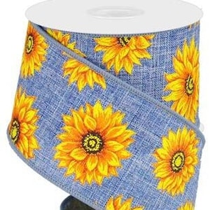 2.5” X 10 Yard Wired Pumpkin Sunflower Ribbon With Shimmer