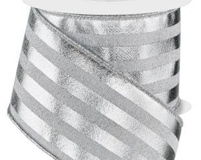 Ships Free Over 35 in US - Metallic Vertical Stripes Wired Edge Ribbon ...