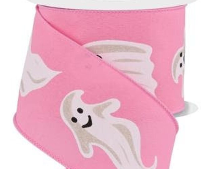 Ships Free Over 35 in US - Halloween Ghosts Wired Edge Ribbon - 2.5