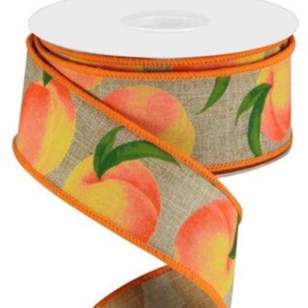 Ships Free Over 35 in US - Summer Peaches Wired Edge Ribbon, 1.5" x 10 Yards (Light Beige)  - RGC122301