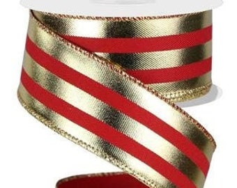 Red Velvet Ribbon Wired 2 1/2 Inch Wide Gold Edges Christmas Ribbon Holiday  Ribbon Wreath Ribbon Gift Wrap Center Piece Home Decor LC006 