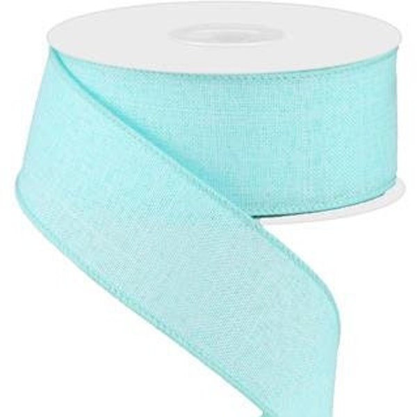 Ships Free Over 35 in US - Solid Canvas Wired Edge Ribbon, 10 Yards (Ice Blue, 1.5") - RG1278RM