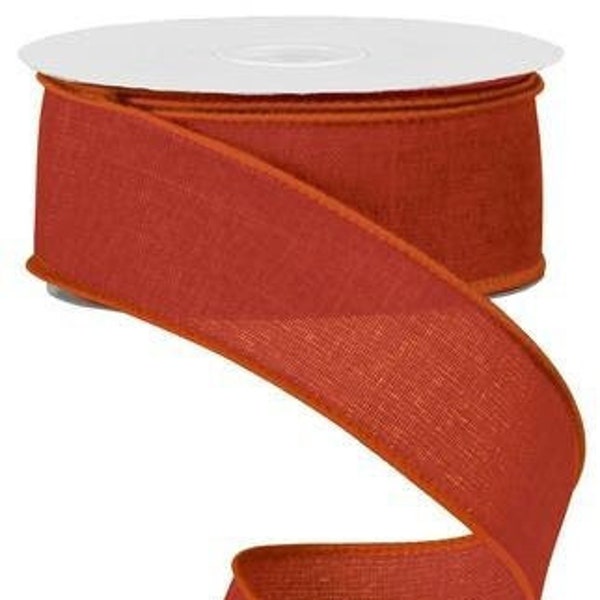 Ships Free Over 35 in US - Solid Canvas Wired Edge Ribbon, 10 Yards (Rust, 1.5") - RG127874