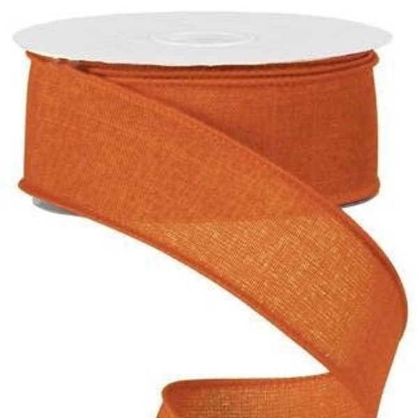 Ships Free Over 35 in US - Solid Canvas Wired Edge Ribbon, 1.5" x 10 Yards (Talisman/Orange) - RG12785T