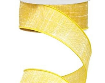 Ships Free Over 35 in US - Solid Canvas Wired Edge Ribbon, 10 Yards (Dark Yellow, 1.5") - RG1278NC