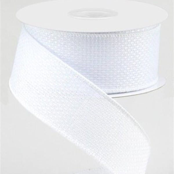 Ships Free Over 35 in US - Solid Cross Royal Wired Edge Ribbon, 10 Yards (White, 1.5") - RG121127