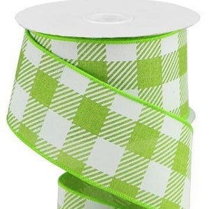 【オープニング大セール】 Wired 2.5 Ribbon, Check White Green Lime クラフト・布製品