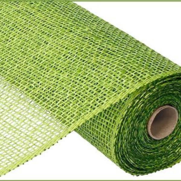 Ships Free Over 35 in US - Poly Burlap Deco Mesh Ribbon - 10" x 10 Yards (Lime Green) - RP810033