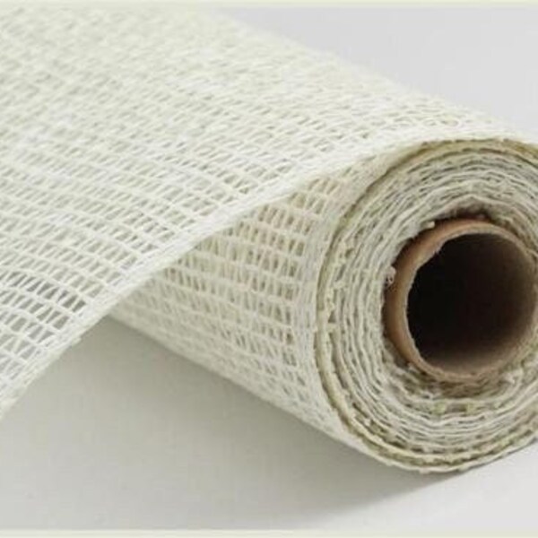 Ships Free Over 35 in US - Poly Burlap Deco Mesh Ribbon - 10" x 10 Yards (White) - RP810027
