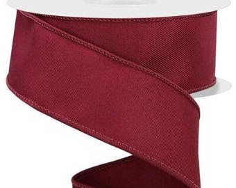 Ships Free Over 35 in US - Diagonal Weave Solid Wired Edge Ribbon, 1.5" x 10 Yards (Wine) - RGE120272