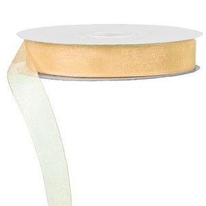 Ships Free Over 35 in US - Sheer Organza Ribbon, 5/8&quot; x 25 Yards (Melon) - RC110639