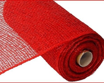 Ships Free Over 35 in US - Poly Burlap Deco Mesh Ribbon - 10" x 10 Yards (Red) - RP810324